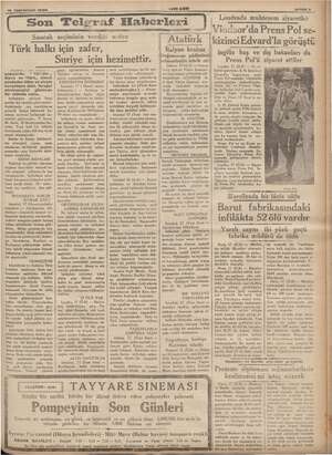  E pa D bil 18 Teşrinisan! 1938 e mm Son Telgraf Haherleri ağ Sancak seçiminin dile Oidii netice Türk halkı için zafer, Suriye