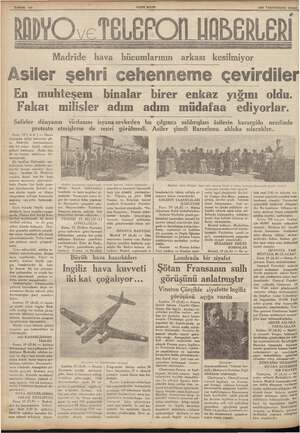    A Sahife 10 Göllü dhl. 2o Teşrinisani 1935 Madride hava bhücumlarının arkası kesilmiyor Asiler sehri cehenneme çevirdiler
