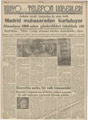  YEN Asm 3 Kânunuevvel 1936 Asilerin büyük taarruzları da akim kaldı Madrid muhasaradan kurtuluyor Almanların 5000 asker...