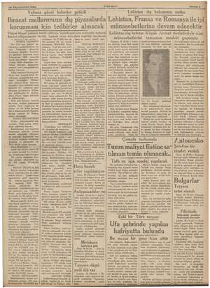    19 Kânunuevvel 1936 YENVASIK Valimiz güzel haberler getirdi İhracat mallarımızın dış piyasalarda korunması için tedbirler