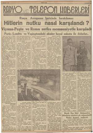    Sahiite 10 YENI ASIR a a 2 Şubat Rusya Avrupanın haricinde bırakılamaz Hitlerin nutku nasıl karsılandı Viyana-Peşte ve Roma
