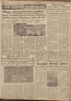    dinaıssr,  . YEN! ASIR Alman müstemlekeleri meselesi.. Alman gazeteleri Çekoslovakyanın komünizm tehlükesi altında...