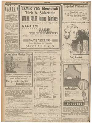  3 Sahife s YENI ASIR 1 Mart 1937 > ZE DM e ELEME) ) K. SARACOGLU Doğum ve kadın hastalıkları Mütahassısı e: İkinci Bey- Tel,