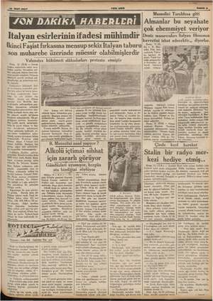    12 Mart1937 YENI ASIR Italyan esirlerinin ifadesi mühimdir son muharebe üzerinde müessir olabilmişlerdir Pari; 1 ( Lajara