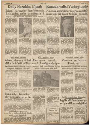    Söhite 4 Daily Heraldın ifşaatı YENİ ASIR inal 1 Nison 1937, Kanada valisi Vaşingtonda - : Li .. s0. . . . Erkânı...