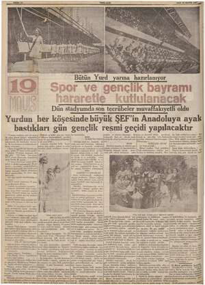     EM e YENİ ASIR SALI 18 MAYIS 1937 di Dün lumda son tribeler ivan öld Yurdun her köşesinde büyük ŞEF'in Anadoluya ayak...