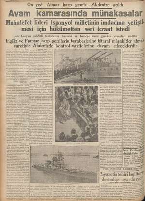    i EEE EEE On yedi Alman harp gemisi Akdenize açıldı Avam kamarasında münakasalar Muhalefet lideri Ispanyol milletinin...