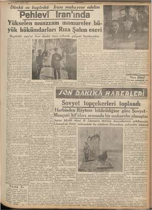     ÖZ TEMMUZ 1937 Dünkü ve bug üreğ İranı imieka yeka edelim Pehlevi iran'ında Yükselen muazzam mamureler bü- yük...