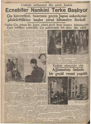  nr a Sahife 10 YENİ ASIR 21 TEMMUZ ÇARŞAMBA 1937 Cephede muhasamat dün sabah başladı Ecnebiler Nankini Terke Başlıyor Çin...