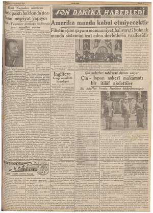       iz CUMARTESİ 1937 Dost Yugoslav yep rk paktı hakkında dos- âne neşriyat yapıyor Jürk. Yugoslav dostluğu hakkında yeni
