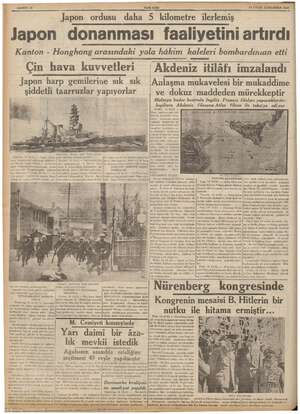    SAHİFE 10 e İmer aya YENİ ASIR 15 EYLOL ÇARŞAMBA 1937. | 1937 Japon ordusu daha 5 kilometre ilerlemiş Japon donanması...