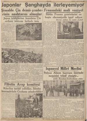  SAYFA: 10. YENI ASIR 3 BIRINCI TEŞRİN PAZAR 1937 Japonlar Şanghayda ilerleyemiyor Şimalde Çin demir Fransadaki mali vaziyet
