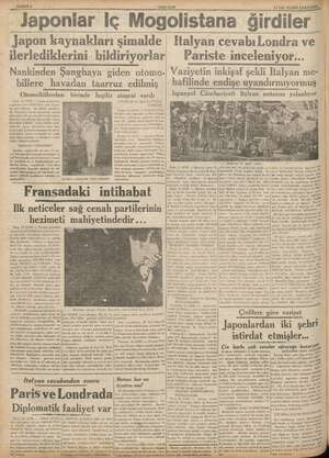  SAHİFE 6 YENİ ASIR 13 İLK TEŞRIN ÇARŞAMBA, Japonlar Iç Mogolistana ğirdiler Bi Japon kaynakları şimalde ilerlediklerini....