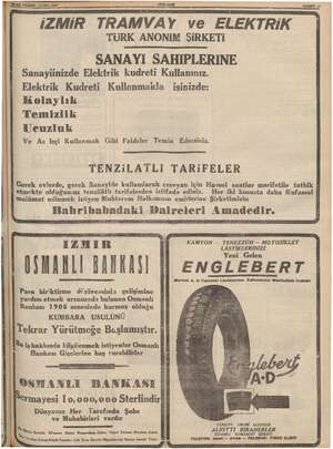    — —- NASIR n SAHİFE 13 IZMIR TRAMVAY ve ELEKTRİK TURK ANONİM ŞiRKETİ SANAYI SAHİPLERİNE Sanayiinizde Elektrik kudreti...