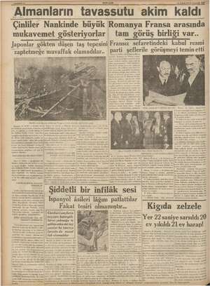    SAHIFE 12 YENİ ASIR 12 ILKKANUN PAZAR 1937 Çinliler Nankinde büyük | mukavemet gösteriyorlar Japonlar gökten düşen taş...