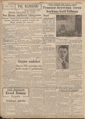    'UN CUMA 1937 YENİ ASIR. TARIHI TEFRIKA BIZANS Sen Bizans Ordunun başında beraber başve Bizans Başvekil, imparatorun...