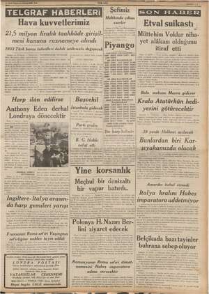    TELGRAF HABER Hava kuvvetlerimiz 1,5 milyon liralık taahhüde girişil. » mesi kanunu ruznameye alındı 1933 Türk borcu...