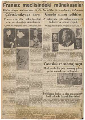  1 MART SALI 1938 75 Fransız meclisindeki münakaşalar Bütün dünya matbuatında büyük bir alâka ile karşılanmış bulunuyor...