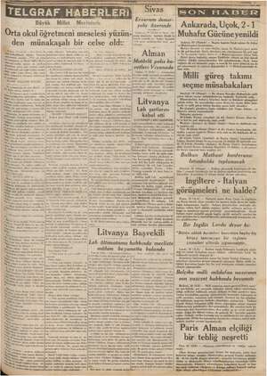  “Orta okul öğretmeni meselesi yüzün-|-> “ den münakaşalı bir celse olde Fa, başkanlığı se yapılan - Kam, olan merlin 1938.