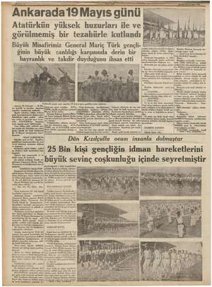    m e İNİ amm BUAYEMAN.. Ankarada 19| Mayıs « günü Atatürkün yüksek huzurları ile ve görülmemiş bir tezahürle kutlandı Büyük