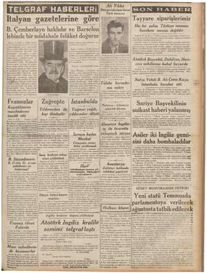    TELGRAF HABERLERİ| İtalyan gazetelerine göre B. Çemberlayn haklıdır ve Barselon ai bir ni felâket doğurur R) — İtalyan Ki