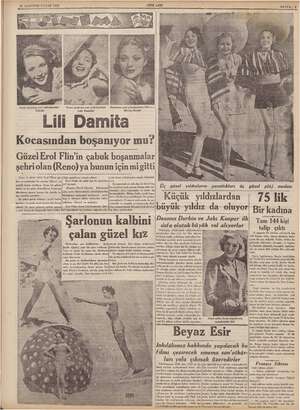    21 AĞUSTOS PAZAR 1938 e —— Luiz Kampbel Movita Slender ili Damita Kocasından boşanıyor mu? Güzel Erol Flin'in çabuk...