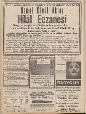  TMELAE AU e Fuar münasebetile Izmire gelen misafirlerimizi) Kemal Könül Alaş Hilal Eczanesi Saygı ve sevgilerle selâmlar ve