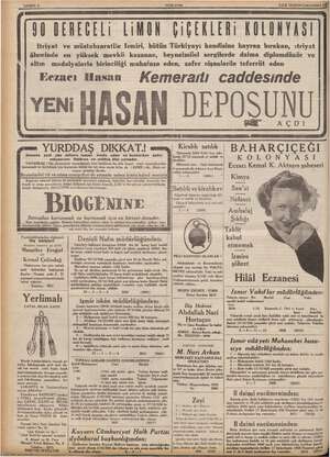    SAHİFE 8 a ye YENİ ASIR Eezacı Hasan 00 DEREĞELi LiMON ÇiçEKLERi KOLONYASI Itriyat ve müstahzaratile İzmiri, bütün...