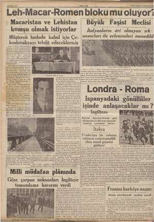    SAYFA : 10 Leh-Macar-Romen bloku mu oluyor Macaristan ve Lehistan komşu olmak istiyorlar Müşterek hududu kabul için Çe-...