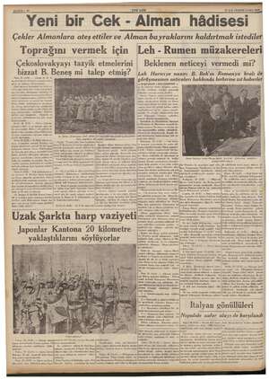    SAYFA: 3 10 Yeni bi YENİ ASIR ir Cek - Alman hâdisesi Çekler Almanlara ateş ettiler ve Alman bayraklarını kaldırtmak...