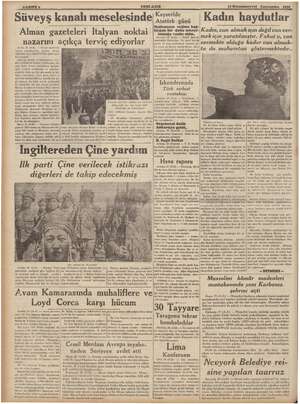  $SAHIFE 5 YENİ ASIR 21 Kânunuevvel Çarsamba 1938 —ğ— mena — m m Süveyş kanalı Kadın haydutlar Alman gazeteleri Italyan noktai