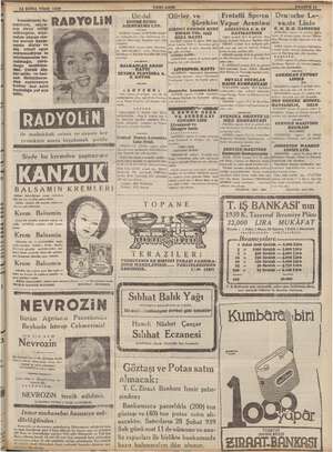    A 4 14 ŞUBA TSalı 1939 men RADYOLİN nın ifraz ettiği EN ur. Çürük ler mide ve bar- sak ihtilâtların dan rreeye Z Mi her...