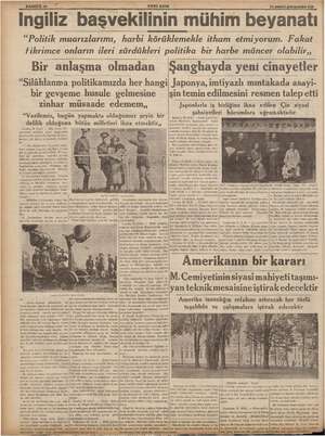    SAHIFE 10 YENI YENI ASIR ingiliz basvekllinin mühim beyanatı “Politik muarızlarımı, harbi körüklemekle itham etmiyorum....