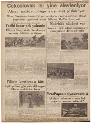    me si —— SÂRİFE 12 “Cekoslovak YENI ASIR şi 14 Mert Sal 1939, vine alevleniyor Alman matbuatı Praga karşı ateş püskürüyor