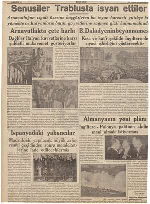    TEPE? YENI ASIR “— Senusiler Trablusta isyan ettiler Arnavutluğun işgali üzerine başgösteren bu isyan hareketi gittikçe bü
