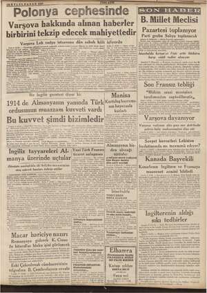     EYLULPAZAK 1939 Polonya cep hesinde Varşova hakkında alınan haberler birbirini tekzip edecek İİİ Varşova Leh radyo...