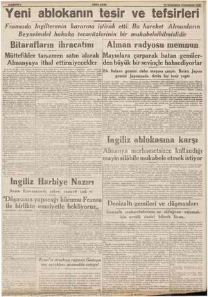    er “ablokanın tesir ve Tefsirleri | Fransada İngilterenin kararına iştirak etti. Bu hareket Almanların Beynelmilel hukuka