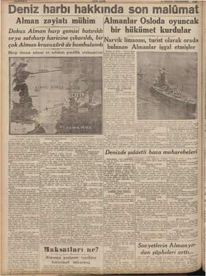    i rai uçara karelerin ileri K Ee temin et- EAA Deniz harbı hakkında son malümat Alman zayiatı mühim Dokuz Alman harp gemisi