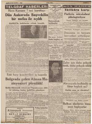    24MAYISCUMA 1940 YENİ ASIR Hava Kurumu 7 inci kurultayı Dün Ankarada Başvekilin; — : — kem m bir nutku ile açıldı...