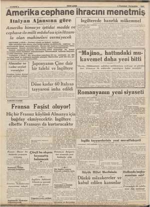  SAHPFE4 YENI ASIR 4 Temmuz Perşembe 1940 Amerika cephane ihracını menetmiş Italyan A| an Ajansına göre Amerika kimse ye...