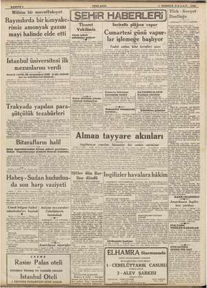    - santra 3 YENI ASIR en am mlm ——— 1 JEMMUZ PAZAR 1940. Mühim bir bir  muvaffakıyet Bayındırda bir rimiz amonyak gazını...