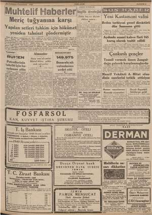    b; 29 Temmuz Pazartesi 1940 a YEN! ASIR e e SAHIFE 3 İngiliz strate ejisi mi İ Muhtelif Haberler i Daha beş ay dayan | Yeni