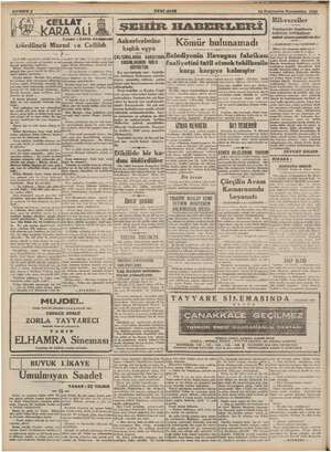  SAHIFE 2 : YENİ ASIR ; 14 Sontesrin Persembe 1949 Semir HABERLERİ) Askerlerimize kışlık Mikverciler lehinde in e Dördüncü...