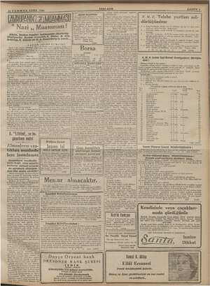  si gi YENI ASIR —— SAHİPE 3 J1i TEM . b La T.M. C. Talebe yurtları mü dürlüğünden: Nazi Muamması ! ı— edecek El için kız ve