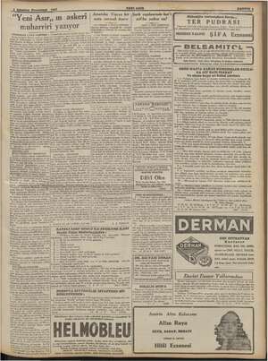    X SAHİP 4 Ağustos Pazartesi 1941  — El » | Amerika Vişiye bir cephesinde “Yeni Asır,, ın askeri nota salaş vir safha yakın