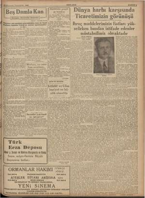        <8 İletnerin Sarsamha 1941... YENİ ASIR SAHİFE 5 Beş Damla Kan | Dünya harbı karşısında İN ei Ticaretimizin görünüşü