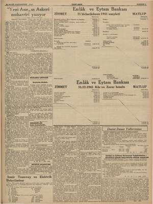    | 2 MART TESI 1942 e YENİ ASIR SAHİFE 3 Emlâk ve Eytam Bankası | ZİMMET 31 birincikânun 1941 vazyieti MATLUP “ “Yeni...