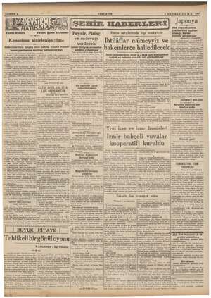    YENİ ASIR —.. 5 HAZIRAN CUMA 1947 Japonya DETAY A Soğan ÜN i evvel Tarihi Roman an Şahin Akduman | Peynir, Pirinç Borsa...