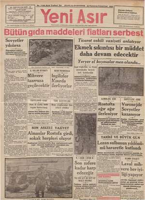 Yeni Asır Gazetesi 25 Temmuz 1942 kapağı