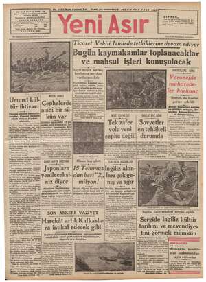 Yeni Asır Gazetesi 28 Temmuz 1942 kapağı